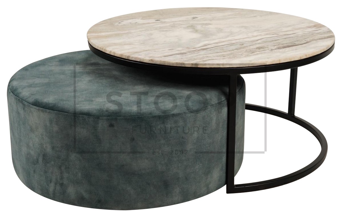 Gelijkenis zelfmoord Ingenieurs Marmeren salontafel met poef - Tafels - Stoop Furniture